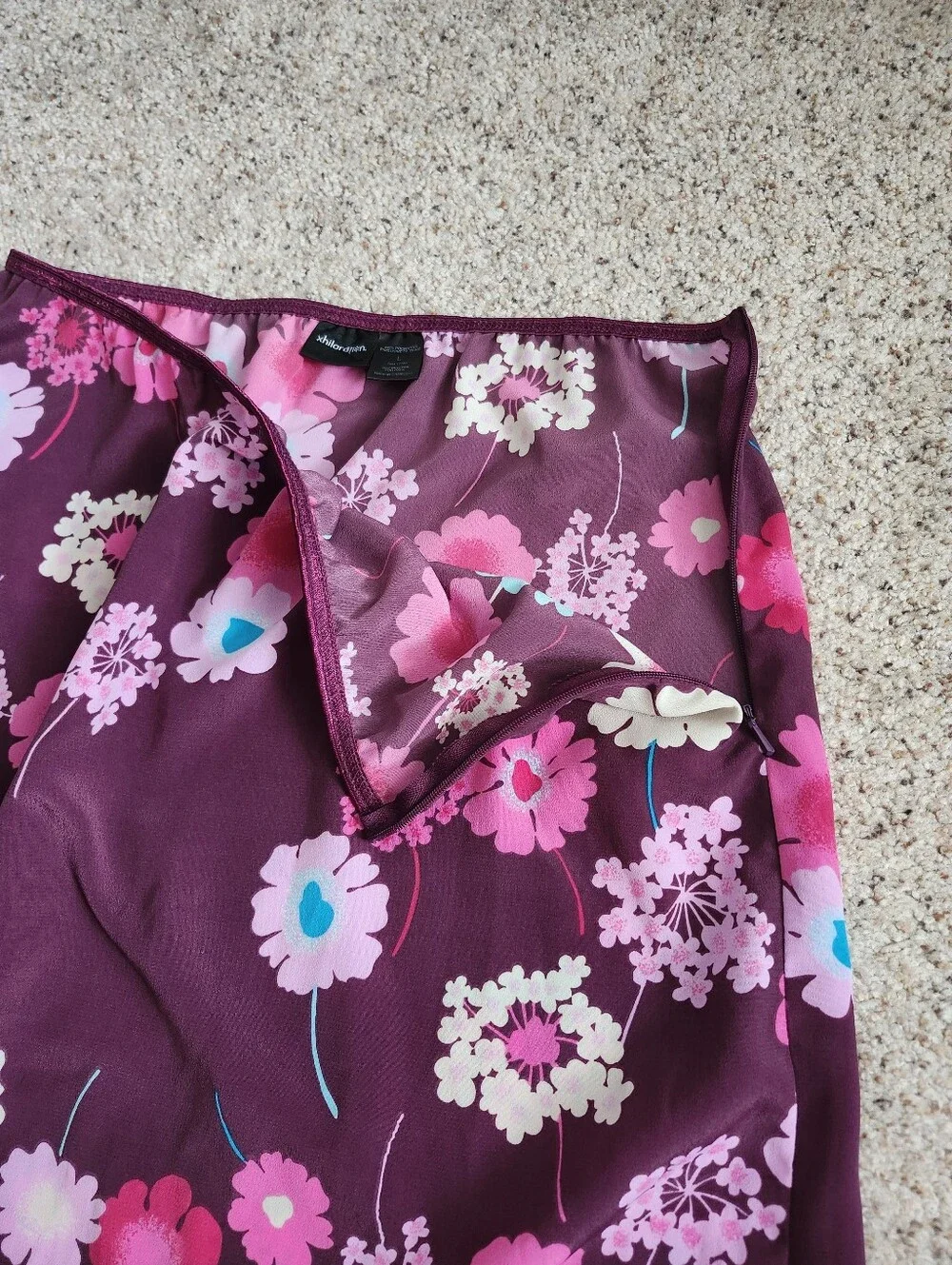 Xhilaration Purple Floral A-Line Skirt with Pink & Teal Flowers